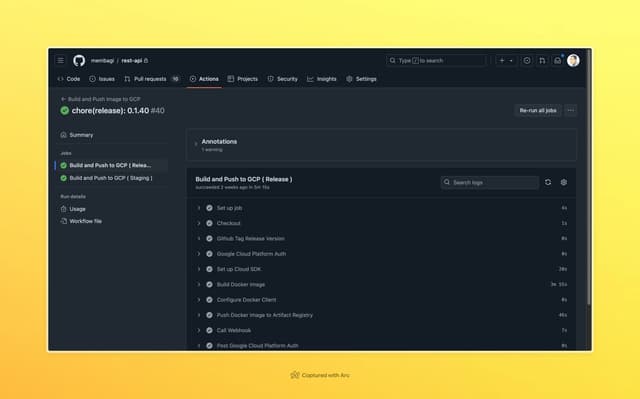 GitHub Actions workflow build success on Google Artifact Registry