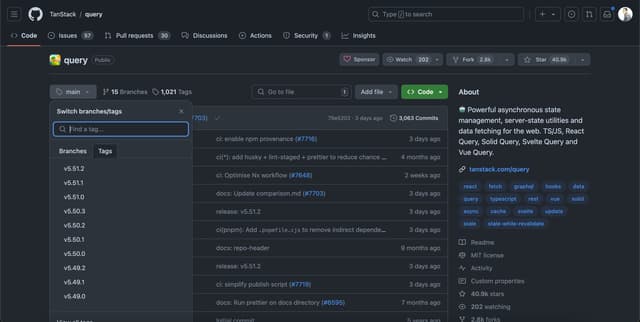 GitHub tags used for releases