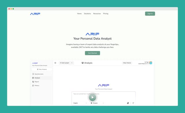 Arif Analytics cover