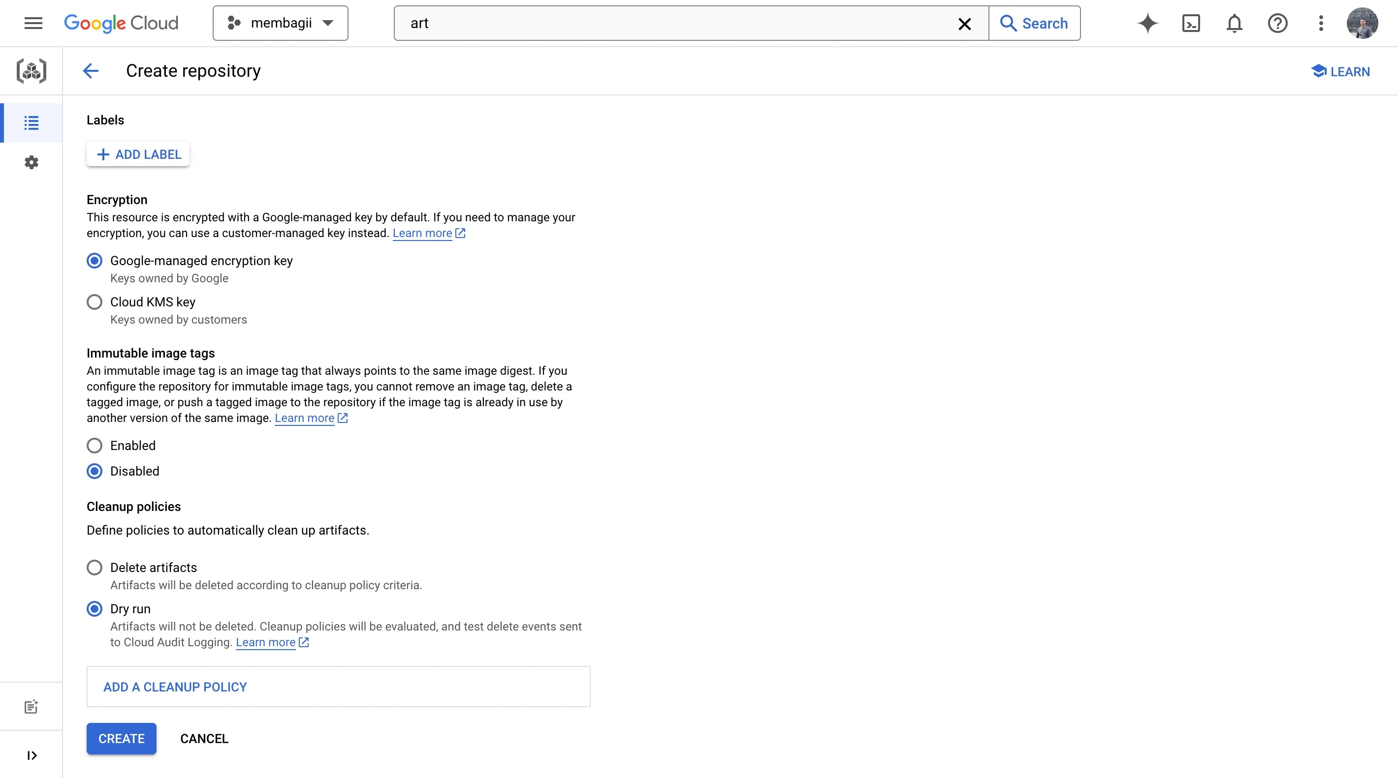 Create Repo Artifact